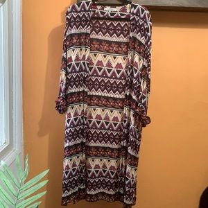 Trafaluc Printed Purple Duster Cardigan